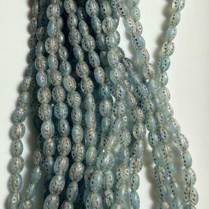 Alternative view of Czech Glass strand 25 Beads blue/gold oval ladybug design 8mm x 6mm