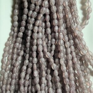 Czech glass strand of beads, 25 beads on strand. Grey  with gold ladybug motif 8mm x 6 mm - Image 3