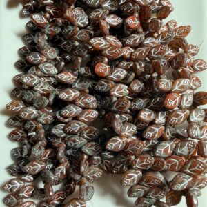 Alternative view of Czech glass brown/rust leaf beads 12mm x 7mm, single strand 43 beads