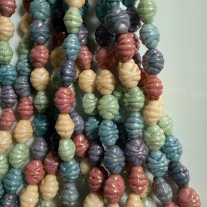 Czech glass 5 color honeycomb luster oval beads, 15 beads on strand