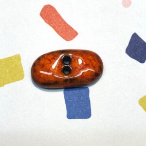 Ceramic Button, Czech, Orange, Oval, 25mm