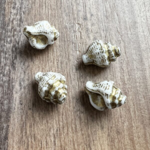 Alternative view of White/Gold Czech Glass Shell Bead 4 Beads 15x12mm