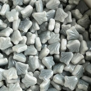 White Grey Luster, Lily Flower Beads, Art Deco Style, Czech Glass Flower Beads, 9mm, 15 Beads - Image 3