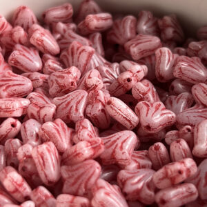 Alternative view of White Coral Wash, Lily Flower Beads, Czech Glass Flower Beads, 9mm, 15 Beads