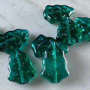 Alternative view of Czech Glass Christmas Tree Beads, Green Rainbow Luster, 17mm, 8 beads, Christmas in July