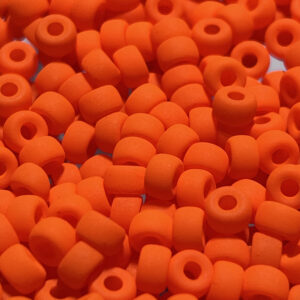 Matte Neon Orange, Czech Glass, Roller Bead, 4x6mm,  25 Beads