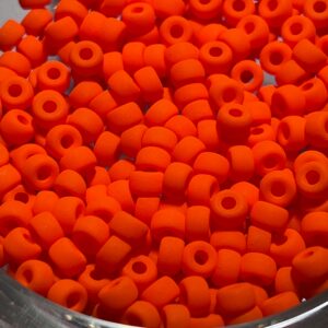 Alternative view of Matte Neon Orange, Czech Glass, Roller Bead, 4x6mm,  25 Beads