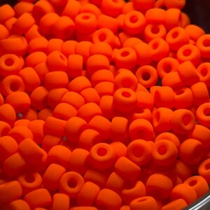 Matte Neon Orange, Czech Glass, Roller Bead, 4x6mm,  25 Beads - Image 3