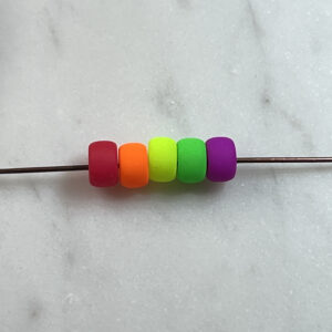 Matte Neon Orange, Czech Glass, Roller Bead, 4x6mm,  25 Beads - Image 5