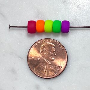 Matte Neon Orange, Czech Glass, Roller Bead, 4x6mm,  25 Beads - Image 6