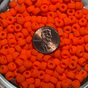 Matte Neon Orange, Czech Glass, Roller Bead, 4x6mm,  25 Beads - Image 4