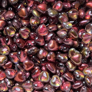 Crystal Magic Wine Heart Czech Glass Bead 6mm 25 Beads
