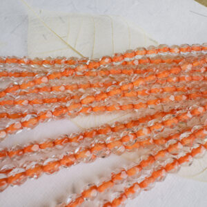 5mm Czech Glass Fire Polish Orange Coral lined Crystal