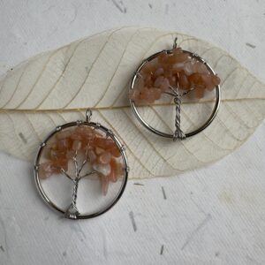 Tree of Life Pendant Silver Gold Mixed Gemstone Amethyst Citrine Sun Stone Aquamarine - Image 7