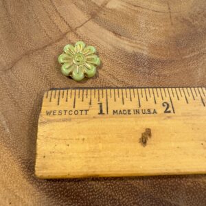 Alternative view of Light Green Gold Wash Flower Daisy Czech Glass Bead, 18mm, 6 beads