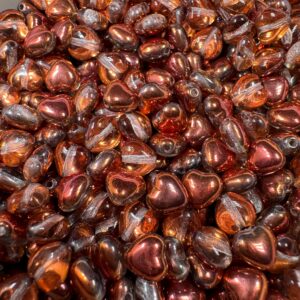 Crystal Sunset Full Heart Czech Glass Bead 6mm 25 Beads