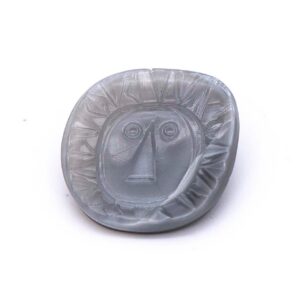 Vintage Czech Glass Button Gray Moonglow Modern Lion 30mm