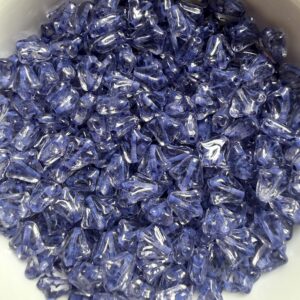 Lily Flower Beads, Crystal Purple Periwinkle Wash, Art Deco Style, Czech Glass Flower Beads, 9mm, 15 Beads